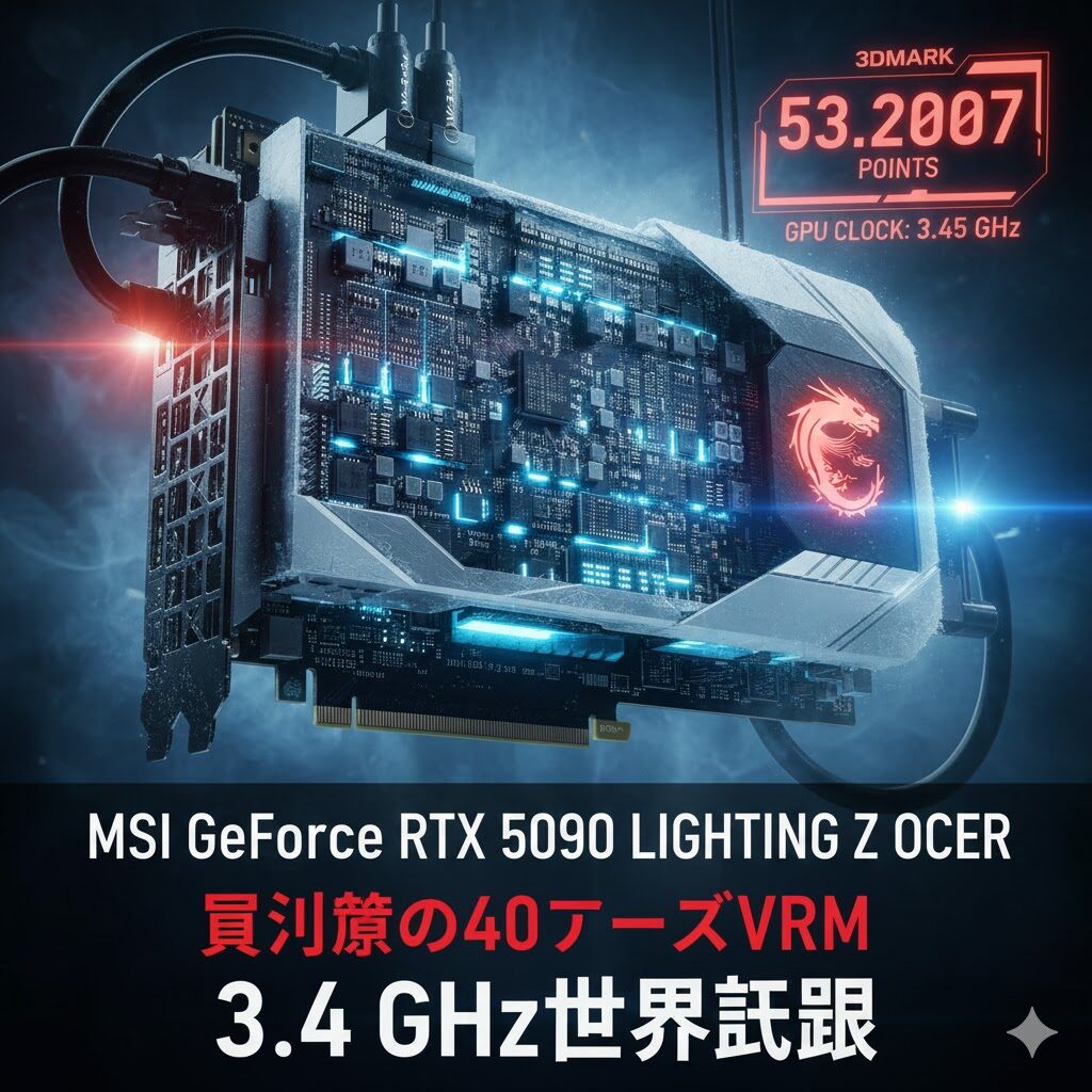 Ocer 【リーク】MSI GeForce RTX 5090 Lightning Z OCERの目撃情報:40フェーズVRMと3.45GHz駆動が示す極限性能
